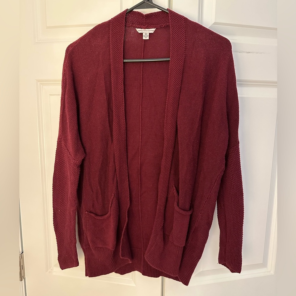 AEO maroon cardigan XS